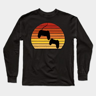 Retro Sunset Video Game Controllers - PanfurWare LLC Long Sleeve T-Shirt